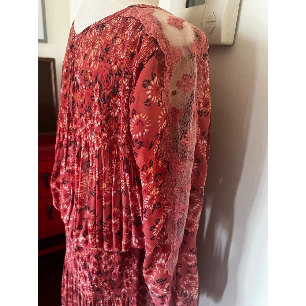 FREE PEOPLE Charlotte Open Waters Floral Boho Pleated Midi Dress - Picture 10 of 16